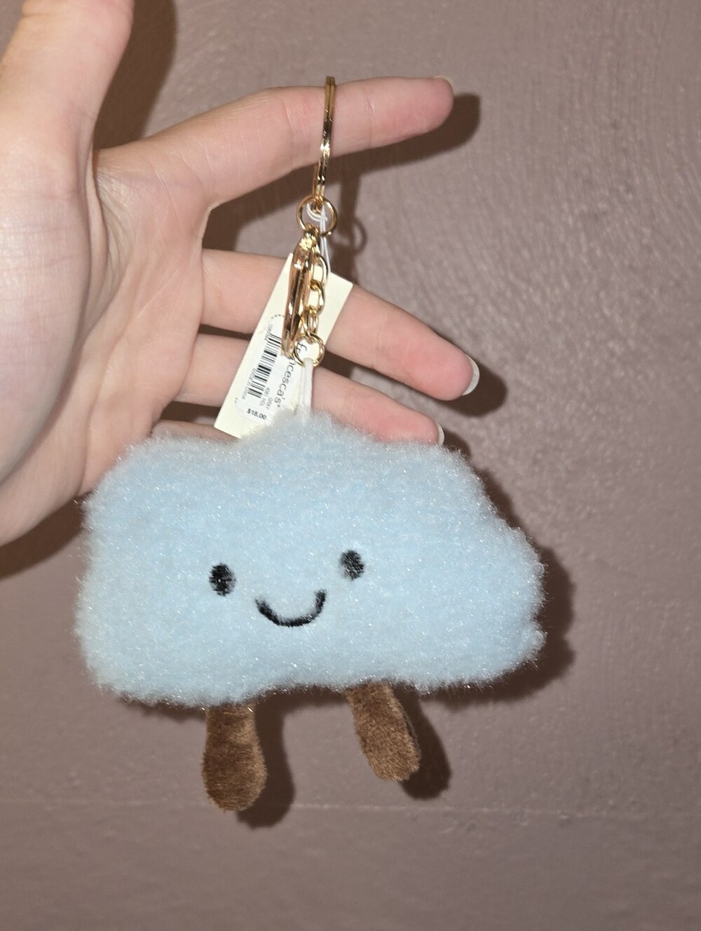 Blue Cloud Keychain with Smile
